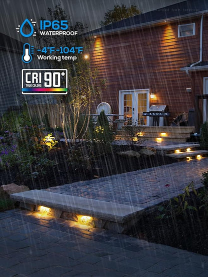 LEONLITE 4-Pack 7 Inch LED Hardscape Lighting, 3W/4W/5W, 2700K Soft White | Update Dimmable Retaining Wall Lights, Low Voltage Landscape Lighting, 12-24V AC/DC Paver Light, Outdoor Step Lights, ETL