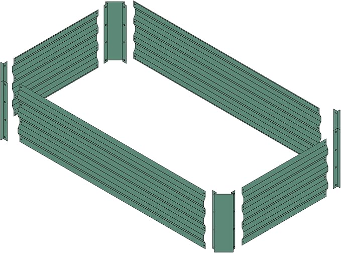 4x2x1ft Green Metal Raised Garden Bed Kit, Galvanized Outdoor Planter Box for Vegetables, Flowers, Herbs, and Succulents,60 Gallon Capacity
