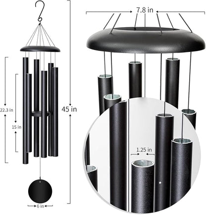 FDOCOI 45'' Wind Chimes Outdoor,Memorial Wind Chime, Large Wind Chimes for Outside Deep Tone, Sympathy Gifts. Black
