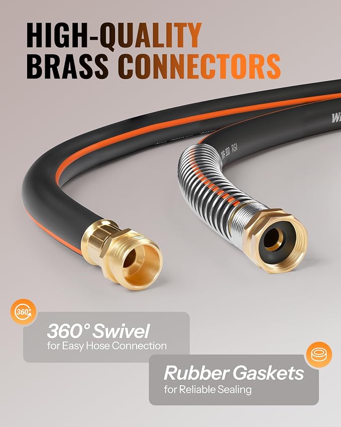 75FT x 5/8" Rubber Garden Hose, Heavy Duty Garden Water Hose, 300 PSI Working, 1000 PSI Burst, Swivel Handle with Stainless Steel Ring, 5-Layer Braided, All-Weather Outdoor Use, BG75GH06