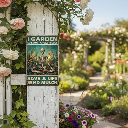 Garden Decor Sign I Garden So I Don't Choke People Wall Art | Garden Lovers • Yard Flower Bed Display • Garden Theme • Funny Vintage Style • UV Printed • 8x12 Inch