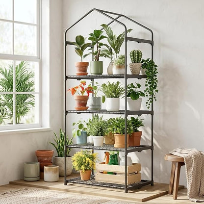 Superlele Mini Greenhouse, Plant Stand for Indoor Outdoor, 27x19x62-Inch Plant Greenhouse, 4 Tier Plant Shelf with Durable PE Mesh Cover, Portable Greenhouse for Seeding, Gardening Gifts