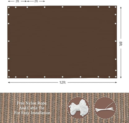 90% Outdoor Sun Shade Cloth, 8’ x 12’, Pergola, Deck, and Backyard Patio Sunshade with UV Protection, Heat Resistant HDPE Material, Reinforced Grommets (8x12 FT,Brown)