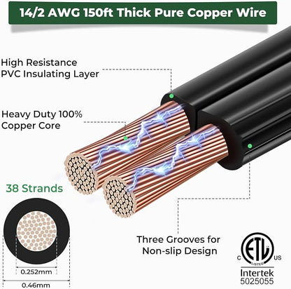 Gardencoin All-in-One LED Low Voltage Landscape Lighting Kit, 5W Spotlights with 200W Transformer 150ft Wire and 12 Fastlock Connectors, 2700K Waterproof Aluminum Fixture for House Tree Yard Garden