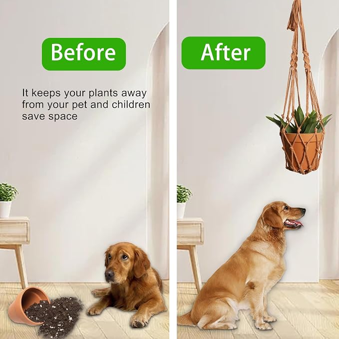 Artilady Macrame Hanging Planter for Indoor Plants Boho Plant Hanger Holder | Large Plant Holder, Hanging Baskets for Plants Outdoor, No Tassels, Farmhouse Rustic, Window Balcony Home Decor, 2 Pack