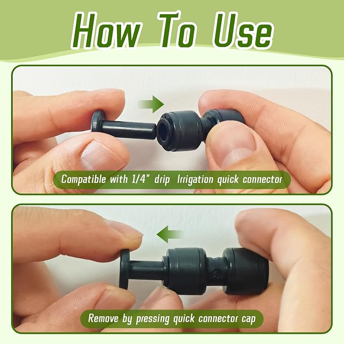 50 Pack 1/4" End Plug for Quick Connectors, End Cap for 1/4 Inch Push-to-Connect Drip Irrigation Fittings, Leak-Proof End Closure Parts for Drip Irrigation System