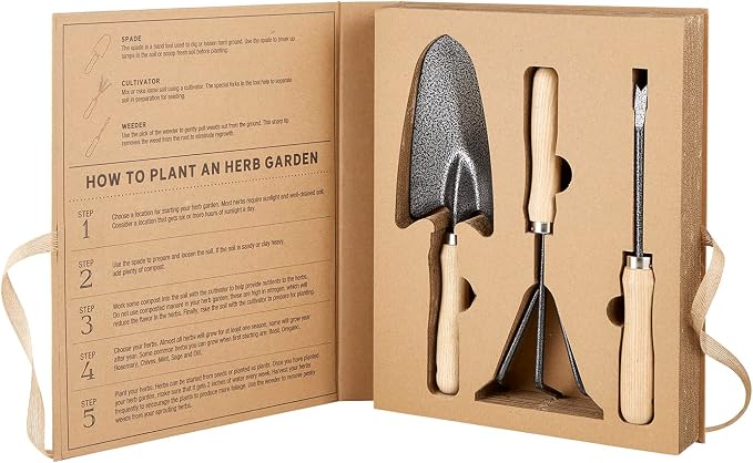 Santa Barbara Design Studio Garden Tool Set - Gift Boxed Steel Spade Cultivator & Weeder Gardening Essentials, 3-Pieces, You Grow Girl