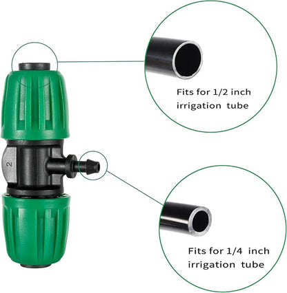 10 Pcs 1/2" to 1/4" Barbed Tee Connector, 1/2 Inch to 1/4 Inch Drip Irrigation Fittings Drip Line Reducer Tee Connectors 1/2" to 1/4" 3-Way Splitter Connectors for Garden Drip Irrigation System
