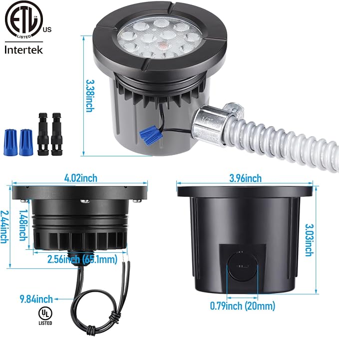 LEONLITE 6-Pack Dia. 4 Inch 5CCT Well Lights Flat Top Black | 1800K/2700K/3500K/4000K/5000K, 12-24V AC/DC, CRI90, Landscape LED In Ground Outdoor, Low Voltage Garden Landscaping, Aluminum