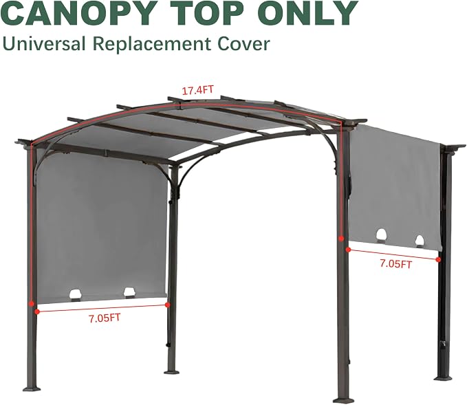 85''x 208'' Universal Replacement Pergola Cover for Pergola L-PG080PST and Other Same Size of Pergolas, (Gray)