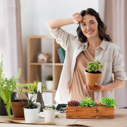 BESPORTBLE Rustic Wooden Rectangle Planter Box: Rectangular Succulents Plant Container for Outdoor & Indoor - Wood Window Box for Farmhouse Wedding Balconies Garden, 11.7 * 3.7 * 2.7inch