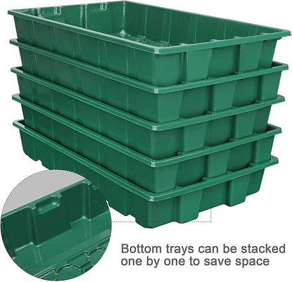 MIXC Seedling Trays Seed Starter Tray, 5-Pack Mini Propagator Plant Greenhouse Grow Kit with Humidity Vented Domes and Base for Seeds' Starting (40 Cells Per Tray, Total 200 Cells), Green