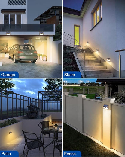 Peasur Solar Lights Outdoor Motion Sensor, 12Pack 140LED Waterproof Solar Powered Fence Lights, 3 Modes Solar Security Wall Lights for Garden Yard Outside(Brown Warm White)