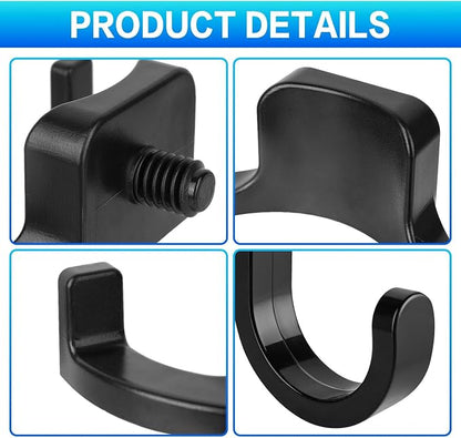 12 PCS ABS Storage Shed Tool Hooks, Black J-Shape and U-Shape Wall Mount Hooks for Organizing Garden Tools Like Shovels and Rakes in Sheds & Garages