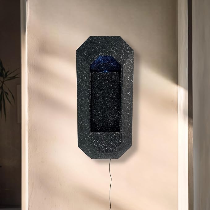 XBrand 23.3" H Black Wall Fountain with LED Light