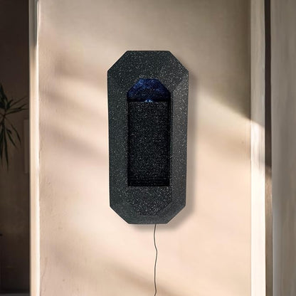 XBrand 23.3" H Black Wall Fountain with LED Light