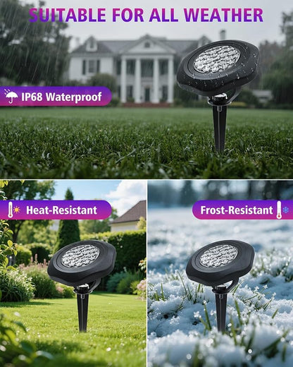 Solar Spot Lights Outdoor Waterproof IP68, RGB Pond Lights | 3-in-1 LED Solar Landscape Lights, 2 Light Modes Path Lights for Underwater Pond Garden Yard Pathway