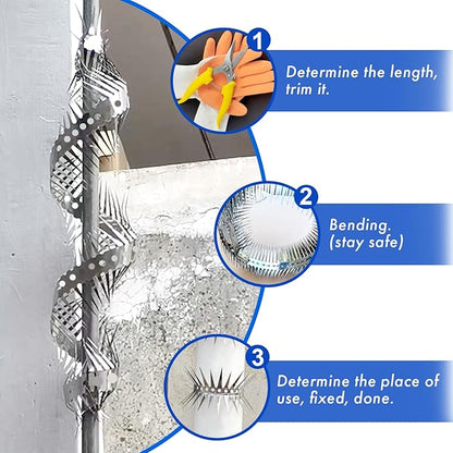 Bird Spikes - Stainless Steel Fence Spikes for Pigeons, Raccoons, Snakes - Deterrent Defender (20inch)