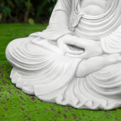Glitzhome 22.75-inch Zen Meditation Buddha Garden Statue, Black Large Indoor and Outdoor Sculpture, Hand-Finished MGO & Fiberglass Decor for Home Patio Yard