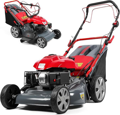 Self Propelled Gas Lawn Mower 20-Inch with 60L Grass Bag - 173cc Gas Powered Engine for Hills & Thick Grass 3-in-1 Mulch/Bag/Side-Discharge, Rear Wheel Drive for Uneven Yards