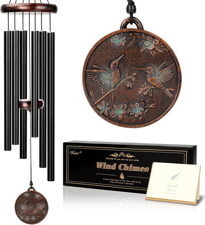 Wind Chimes for Outside, 32" Hummingbird Outdoor Wind Chime, Deep Tone Windchime for Patio Porch Decoration, Best Gift for Mom Women Grandma Neighbors