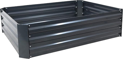 Sunnydaze Galvanized Raised Garden Bed Kit - 4x3x1 ft Outdoor Raised Garden Bed - Metal Planter Box for Vegetables, Flowers, Herbs - Dark Gray - 4' x 3' Rectangle