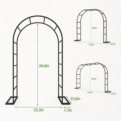 Garden Arch Trellis for Climbing Plants Outdoor, Wedding Arch with Base-94.5"(H)*55"(W), Balloon Arch Stand for Ceremony Valentines Day Birthday Baby Shower Garden Floral