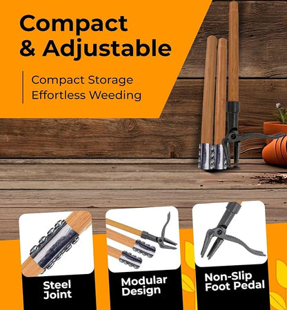 Craft911 Stand Up Weed Puller Tool with Long Handle - Dandelion Weeding Tool, No More Bending