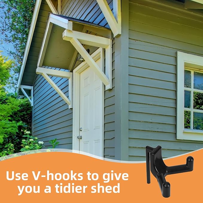 6pcs Shed Hooks for Rubbermaid Fasttrack, Plastic Multi Purpose Shed Organizer Accessories, Power Tool Hangers Holder Organization and Storage for Garage Hanging Shovel Rake Sports Equipment