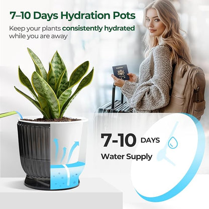 T4U 4 Inch Self Watering Plant Pot, 4 Pack Self Watering Pots, Small Self Watering Planter with Reservoir for Indoor Plants, African Violets (4 Pack 4" Pots, Translucent Gray)