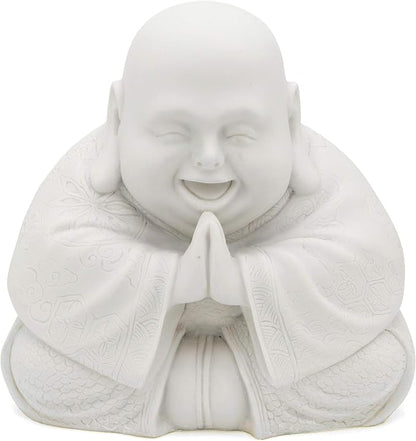Buddha Groove Happy Buddha Statue - Decorative Zen Figurine for Home and Garden, Outdoor-Friendly (White), Perfect for Meditation and Feng Shui