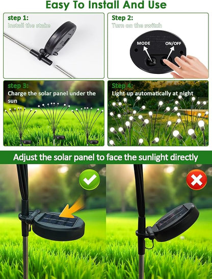 2026 Upgraded Solar Lights Outdoor, 10 Pack Solar Garden Lights with 2 Modes, Firefly Light Outdoor Waterproof, Sway by Wind, Twinkle Firefly Light for Yard Patio Path Garden Decoration (Cool White)