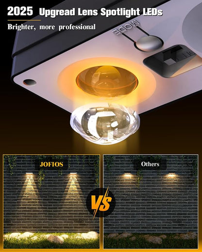 JOFIOS Solar Fence Lights 16 Pack, 50 Lumens Outdoor Solar Lights with 12 Modes RGB Color Glow LED，Waterproof, Solar Lights for Patio, Backyard, Deck, Fence, Railing