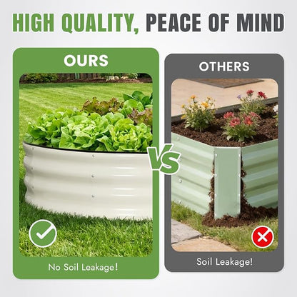 INNO STAGE Galvanized Raised Garden Bed, 12x4x1FT Oval Metal Raised Garden Beds for Vegetables, Rust-Resistant & Easy Assembly, Outdoor Planter Box for Gardening, Flowers, Herbs (White)