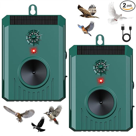 2026 Solar Ultrasonic Bird Repellent Devices Bird Repeller Outdoor Woodpecker Deterrent for House IP65 Waterproof Pigeon Repeller Animal Repellent for Outside Balconies Patio Porch Garden (2)
