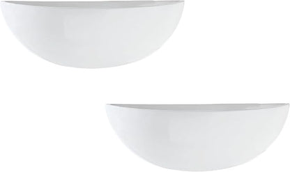 MyGift White Ceramic Wall Planters for Indoor Plants, Half Bowl Hanging Vase, Wall Mounted Succulent Planters, Set of 2