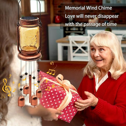 2 Pack Solar Wind Chimes for Outside, for Mom Women Grandma,Solar Mason Jar Wind Chime Light Unique Hanging Wind Chimes Outdoor,IP65 Waterproof, Yard Garden Terrace Courtyard