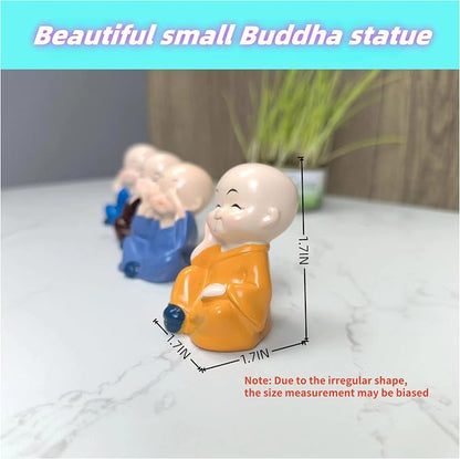 4Pcs Laughing Buddha Statue, 1.7" Buddha Statue for Wealth, Good Luck & Feng Shui, Home, Office Desk, Shelves and Zen Garden Indoor & Outdoor Decor.