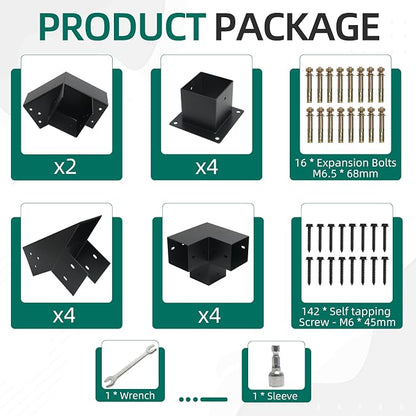 14 PCS 30° Slanted Pergola Kit for 4" x 4" Wood Pergolas, DIY Roof Pergola Brackets, for Gazebo, Pergolas, Gardens, Wood Stand Sheds, Metal Gazebo Kits - with Screws