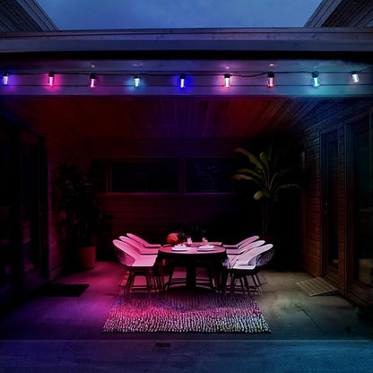 LIFX 24ft Smart Outdoor Extendable String Lights, Wi-Fi 2.4GHz, Color-Changing RGB + Tunable White, App & Voice Control (Alexa, Google, HomeKit), Dynamic Effects & Schedules, Patio & Garden Lighting