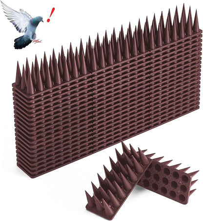 CIIC Bird Spikes, 40 Pack Pigeon Squirrel Raccoon Cat Deterrent Spike Outside Anti Birds Defender Outdoor to Keep Robin Away Roof Fence Window Nest 37.6 Feet(11.4m), Brown