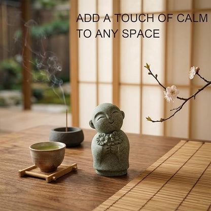 LIYAOLI Mini Monk Buddha Statue Sandstone, Aquarium Decor Fish Tank Accessories, Zen Meditation Feng Shui Figurine for Home Office Desk, Lucky Wealth Car Garden Decoration