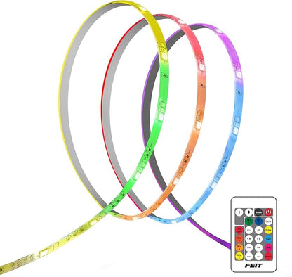 Feit Electric 100ft Chasing & Tunable White LED Tape Light, Dimmable, RGB Colors, Cuttable for Custom Fit, Slim 0.4-Inch Width, Indoor/Outdoor Plug-in Light Strip, Remote Controlled, TAPE1200/CHASE