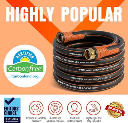 Short Garden Hose 10 ft x 5/8", Heavy Duty Small Flexible Water Hose, Kink Resistant Lightweight Hybrid Hose, Leakproof Yard Hose with Male to Female Fittings