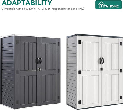 YITAHOME 2-Piece Metal Storage Shed Shelves for 59 cuft Vertical Outdoor Storage Shed，2-Piece Outdoor Storage Rack 51 inx13.8 in with 8 Screws, Easy Assembly, 22 lbs, Black