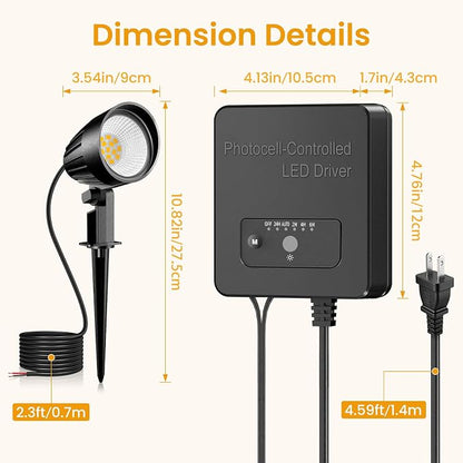12W Landscape Lighting Kit, Low Voltage Landscape Lights with 150W Transformer 100FT UL-Listed Wire & Connectors, 2700K Waterproof Outdoor Spot Lights for Yard House Tree 12V-24V 12Pack