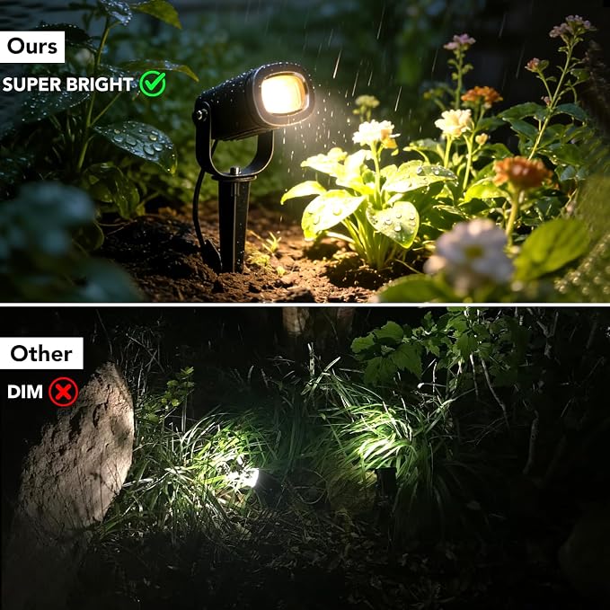 12W Low Voltage Landscape Lights 2700K Warm White LED Landscape Lighting IP65 Waterproof Spot Lights Outdoor Spotlights with Connectors for Garden Yard Tree, 8 Pack