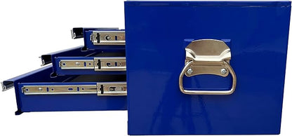 Workington Industrial 3 Drawers Portable Metal Intermediate Box, 26" Middle Tool Chest Cabinet with Ball Bearing Drawer Slides, Steel Tool Storage Box Organizer 4009 Blue