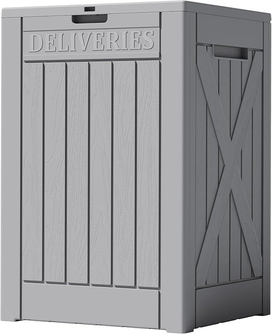 Lockable Outdoor Storage Box 52 Gallon, All-Weather Resin Deck Box for Patio, Garden, Pool, Organizes Furniture Cushions, Gardening Tools, Pool Accessories, Gray