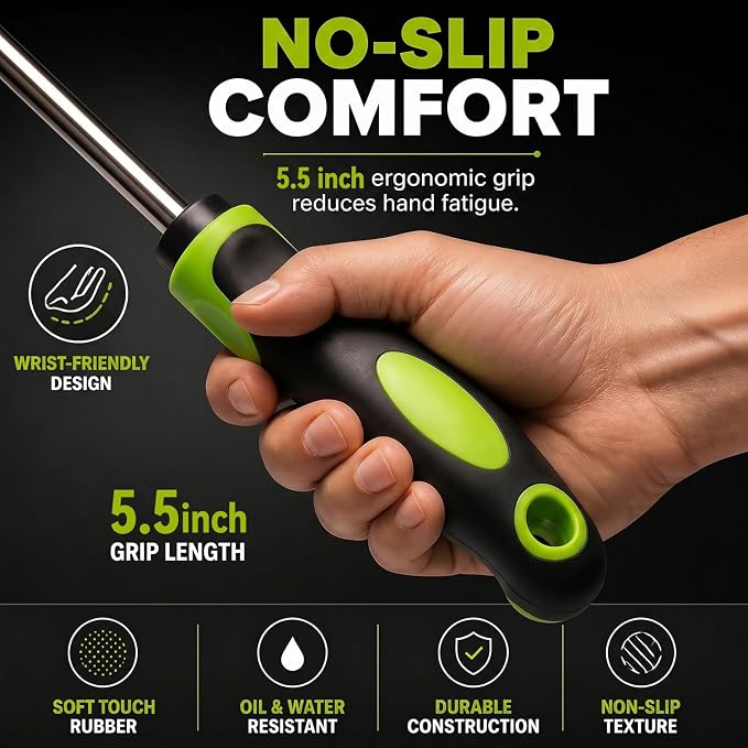 Weed Puller Tool, 2-in-1 Hand Weeder and Root Remover, Heavy Duty Stainless Steel Weeding Tool for Deep Roots, Ergonomic Garden Weed Pulling Tool for Lawn and Yard - Green